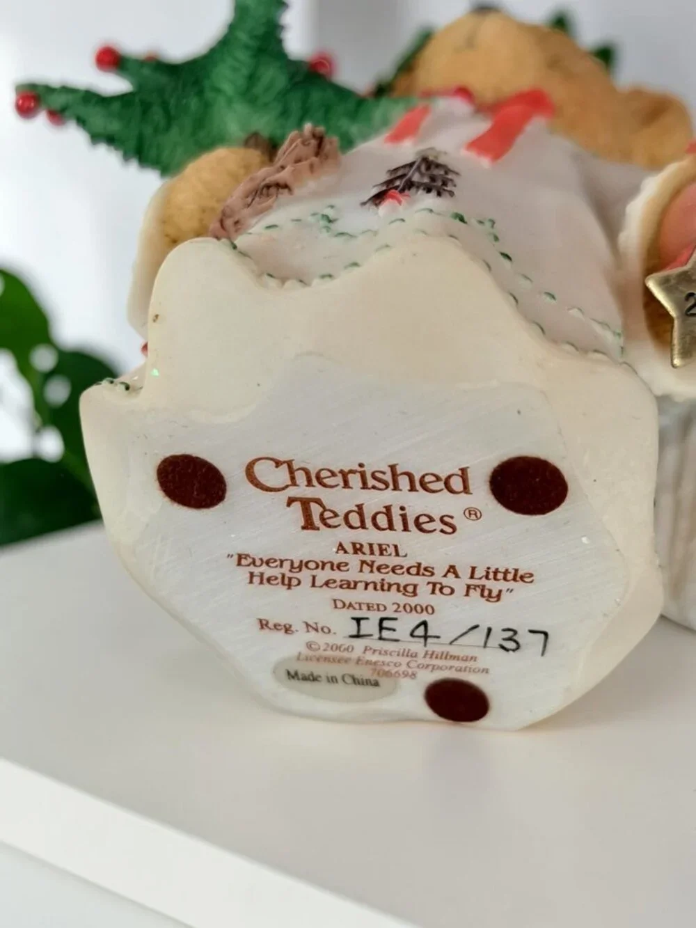 Cherished Teddies Ariel Everyone Needs Help Learning To Fly 706698 Enesco 2000